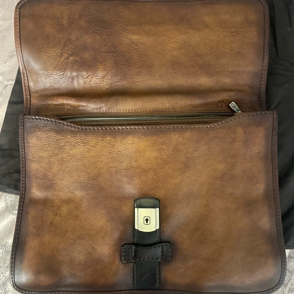 Pratesi Firenze Mens Italian Brown Briefcase